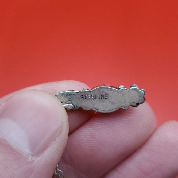 18 Inch 925 Sterling Silver Tarnished Light Shell Native Necklace - Picture 3 of 6